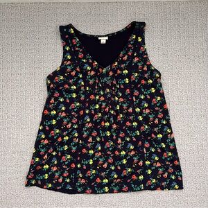 Merona Sleeveless Blouse in navy blue floral print